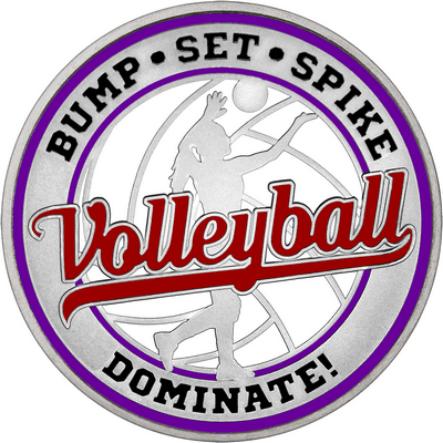 Maroon "Volleyball" with Purple Outer Circular Borders